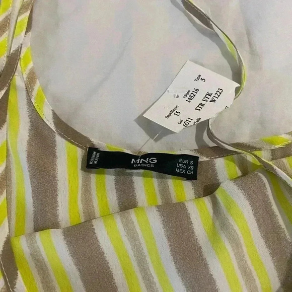 MNG basic women’s  light weight fall summer striped tank top lime and tan - XS - Picture 5 of 5